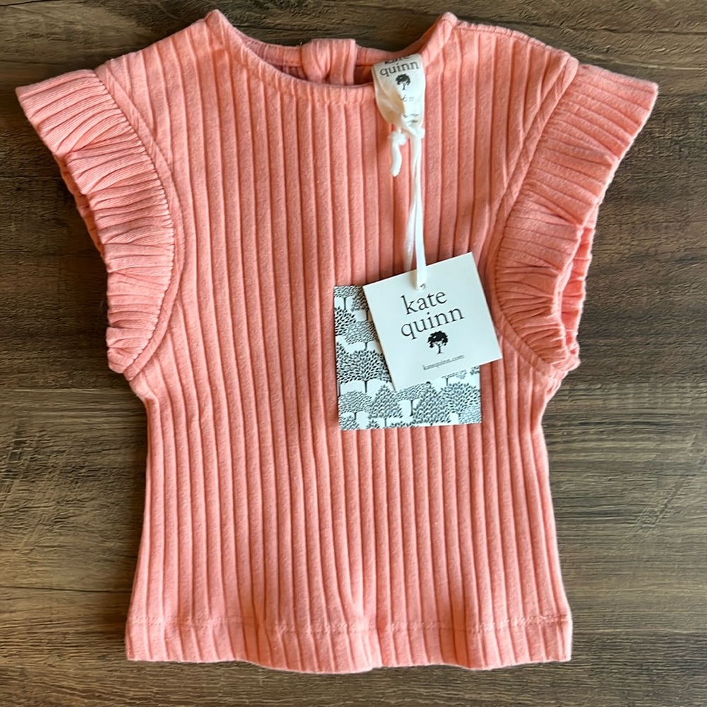 NWT Kate Quinn Peach Pink Ribbed Top 3-6m